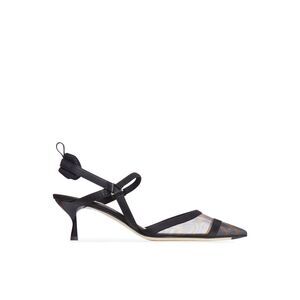 Fendi Women Colibri` Lite Slingback With Medium Heel In Black Mesh Ff